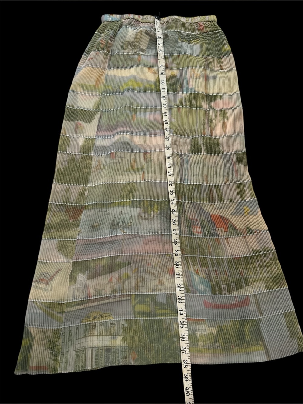 Lafayette 148 New York Pastel Scenic Pleated Maxi Skirt Sz M-L - Picture 14 of 15